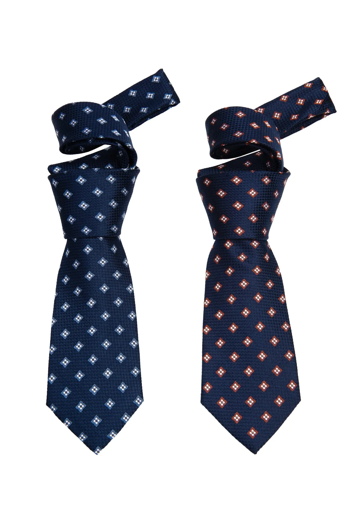 Champlain Foulard Silk Tie, Navy / Blue / Silver