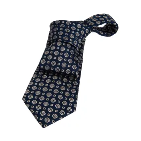 Charlestown Foulard Silk Tie, Blue / Silver