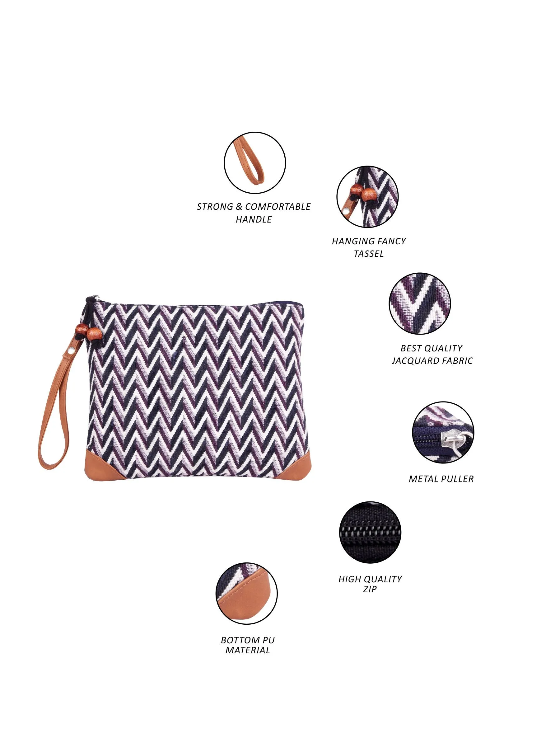 Chevron Zig Zag Jacquard Multi Purpose Pouch