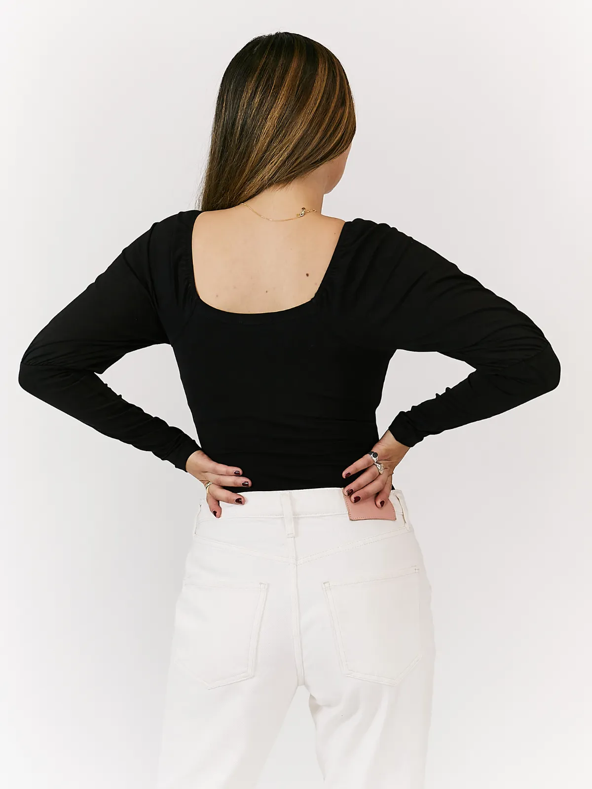 Chi Black Jersey Puff Sleeve Bodysuit