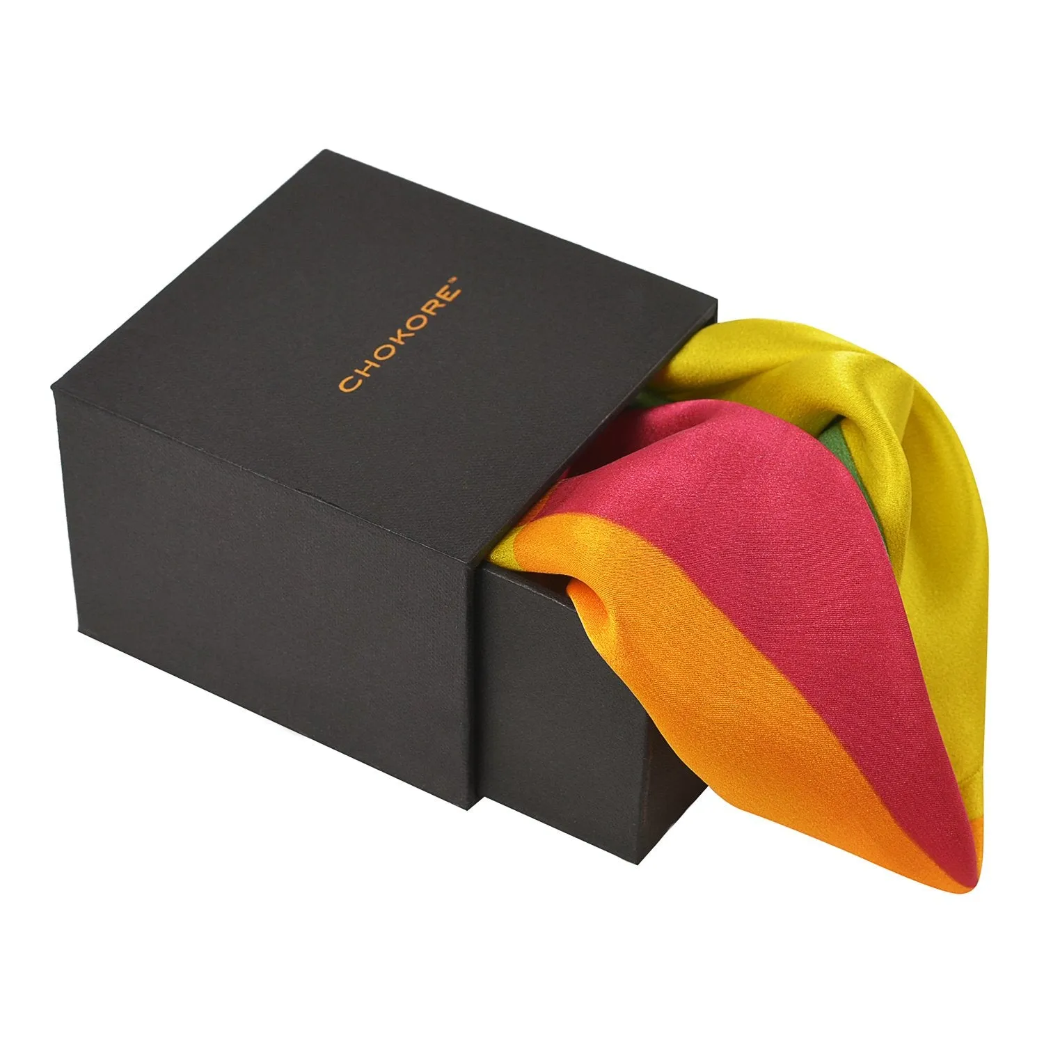 Chokore 4-in-1 Multicolor Pure Silk Pocket Square, from the Solids Line