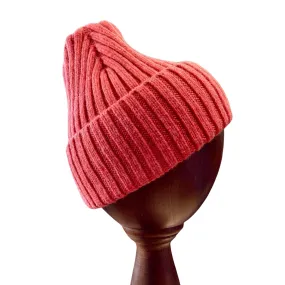 Chunky Rib Superfine Lambswool Hat - Coral