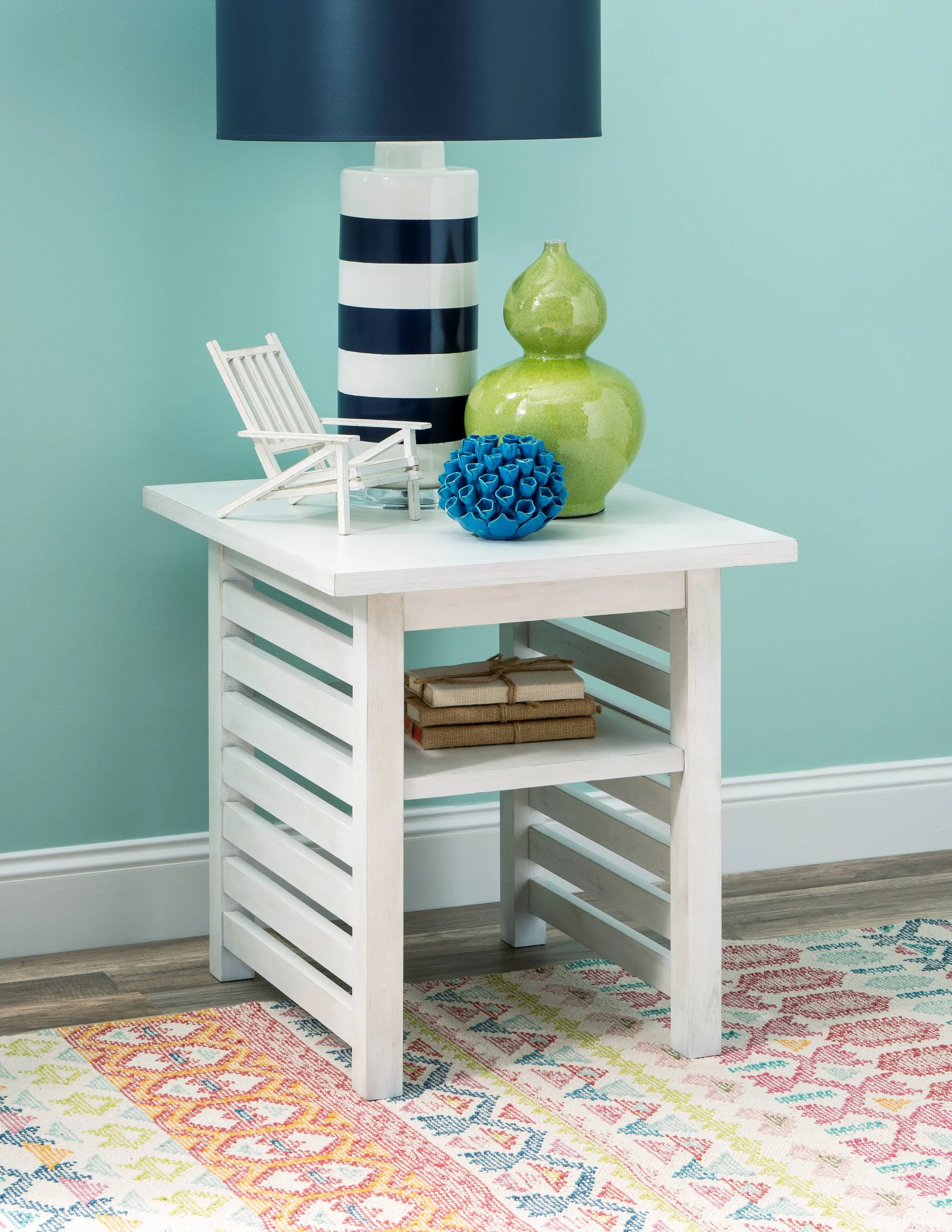 Coastal White 22" Square End Table