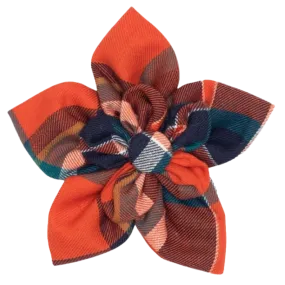 Collar Flower | Orange & Navy Plaid