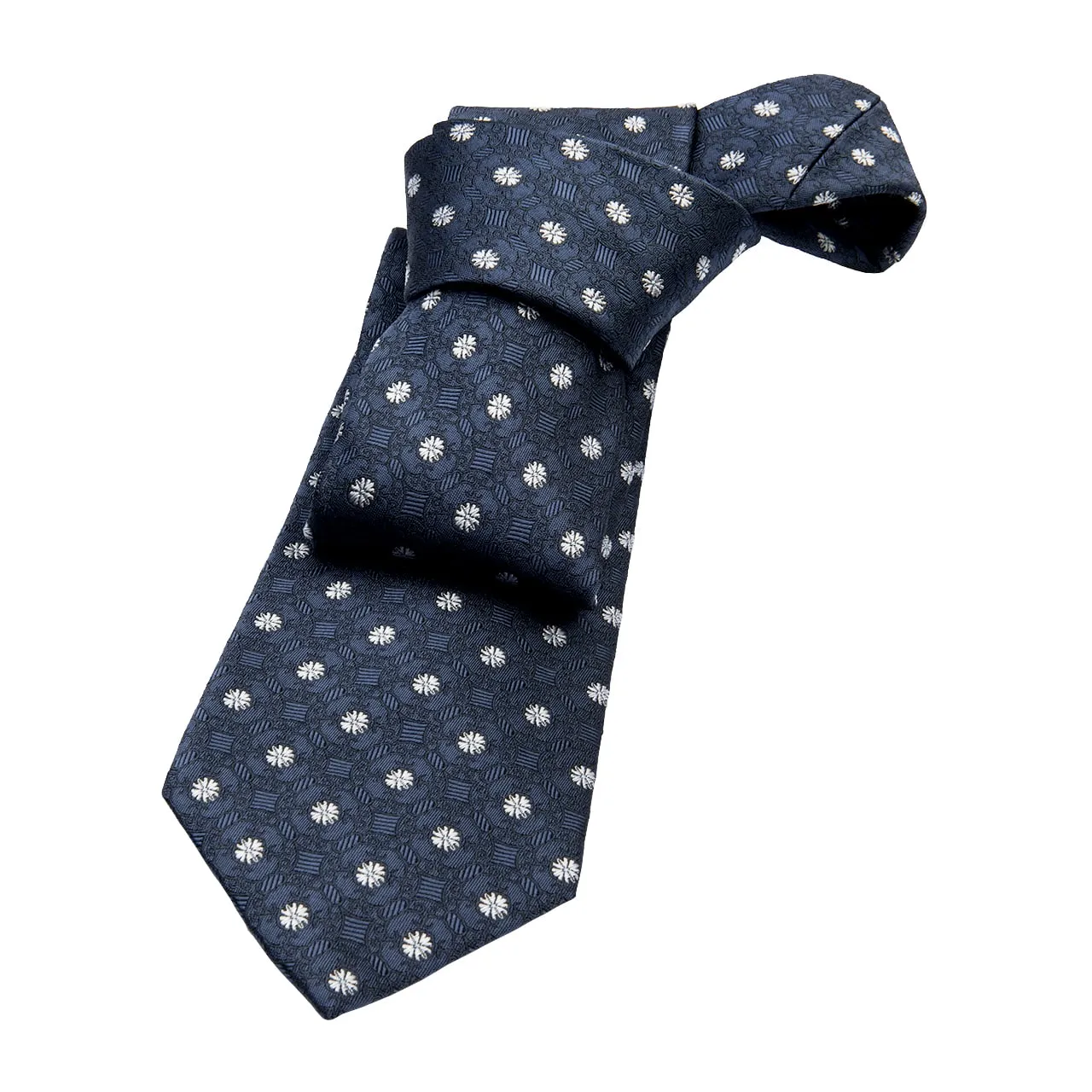 Columbia Foulard Silk Tie, Bluish Grey / Silver