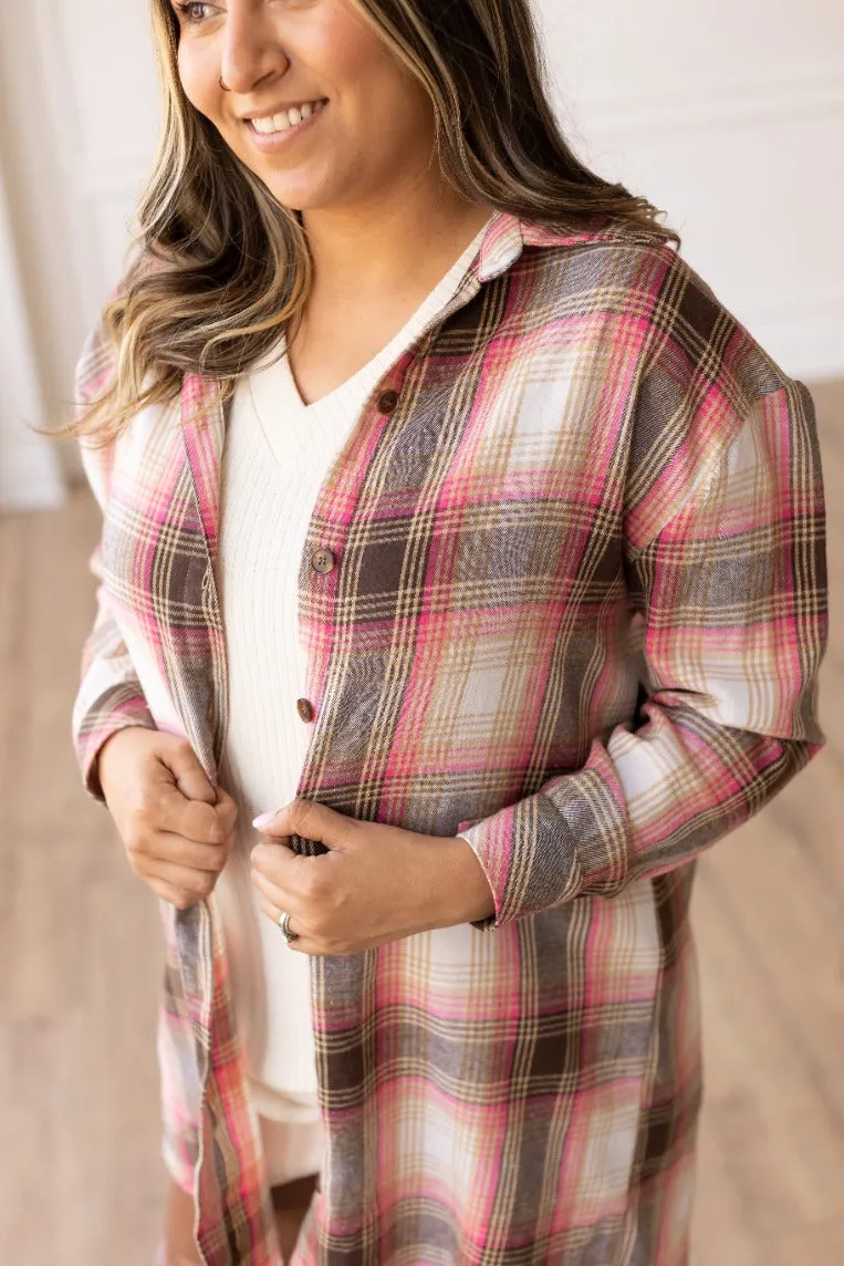 Cotton Candy Plaid Button Down Dress