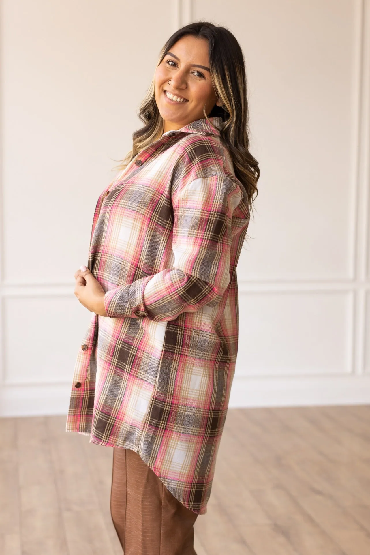 Cotton Candy Plaid Button Down Dress