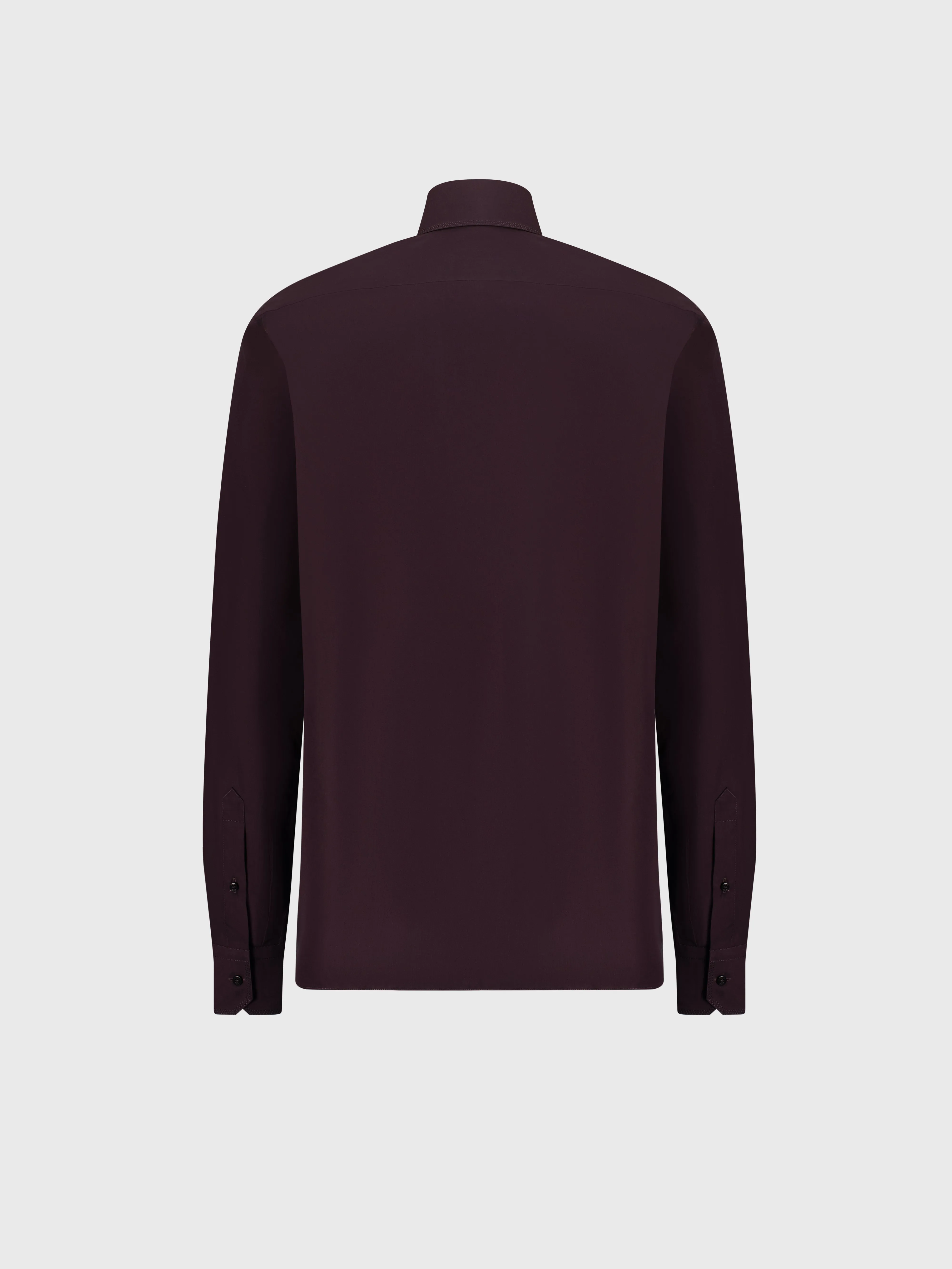 Cotton Shirt with Triple Stitching Aubergine