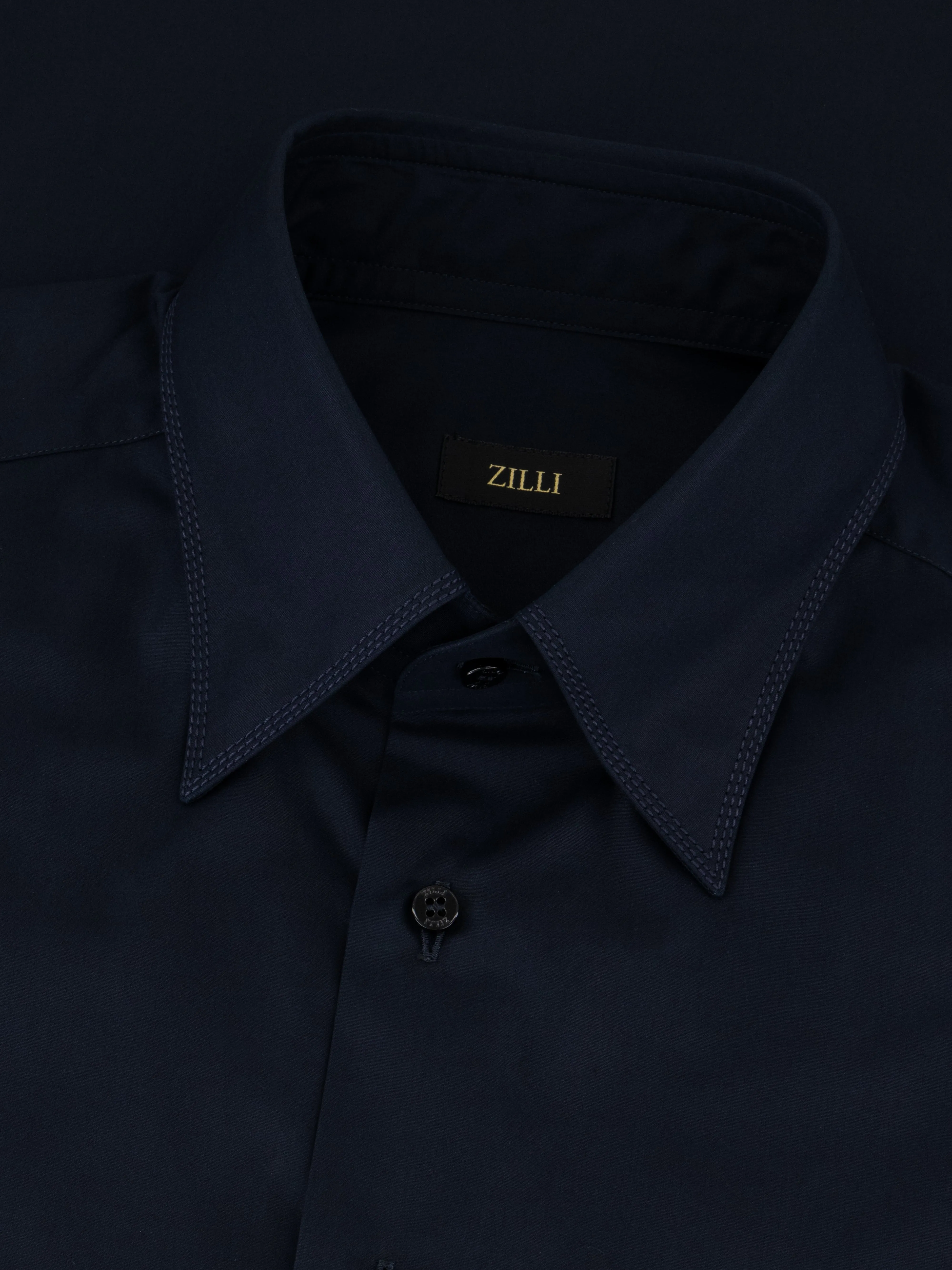 Cotton Shirt with Triple Stitching Dark Navy