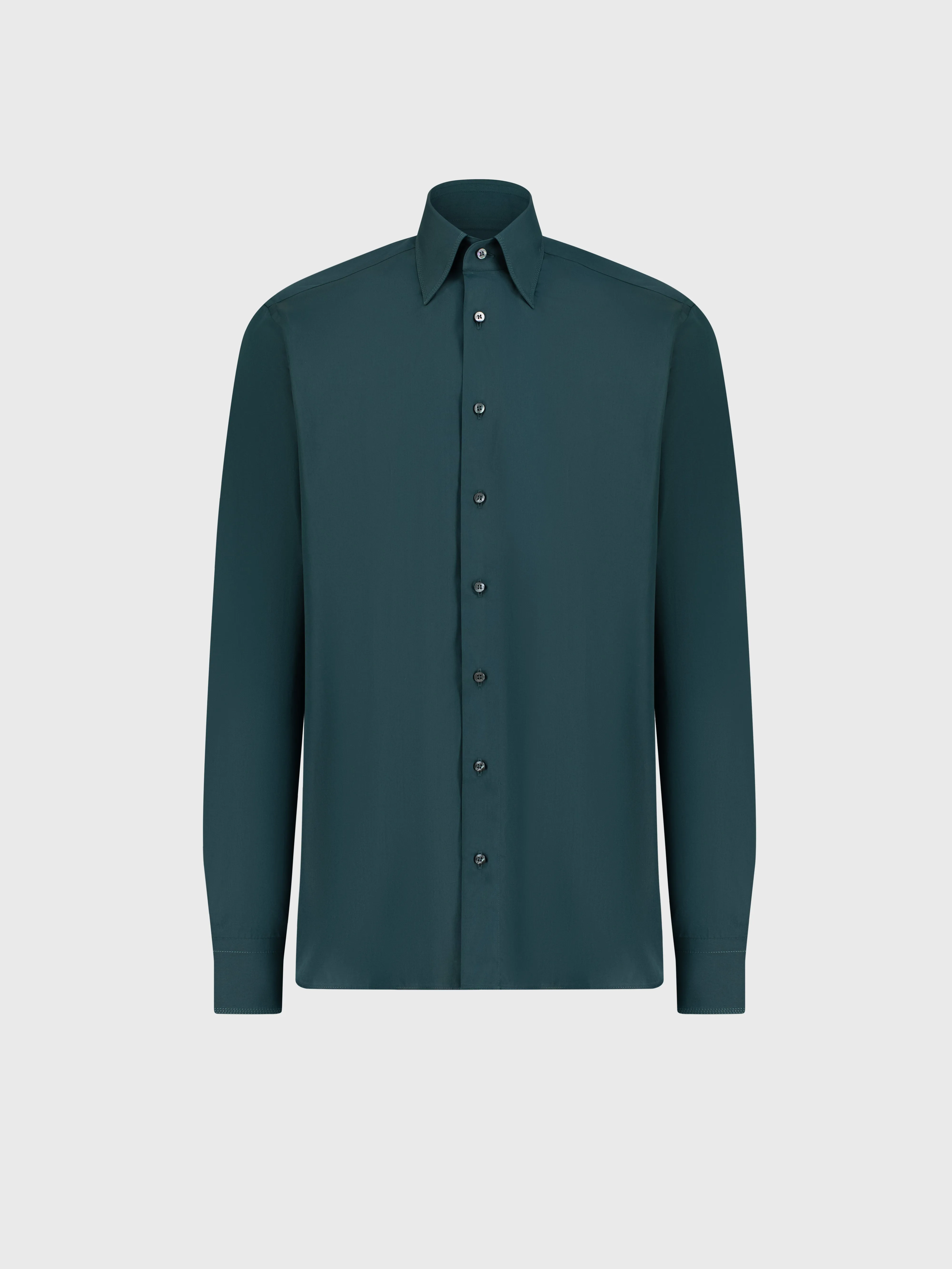 Cotton Shirt with Triple Stitching Dark Sage