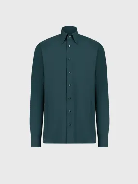 Cotton Shirt with Triple Stitching Dark Sage