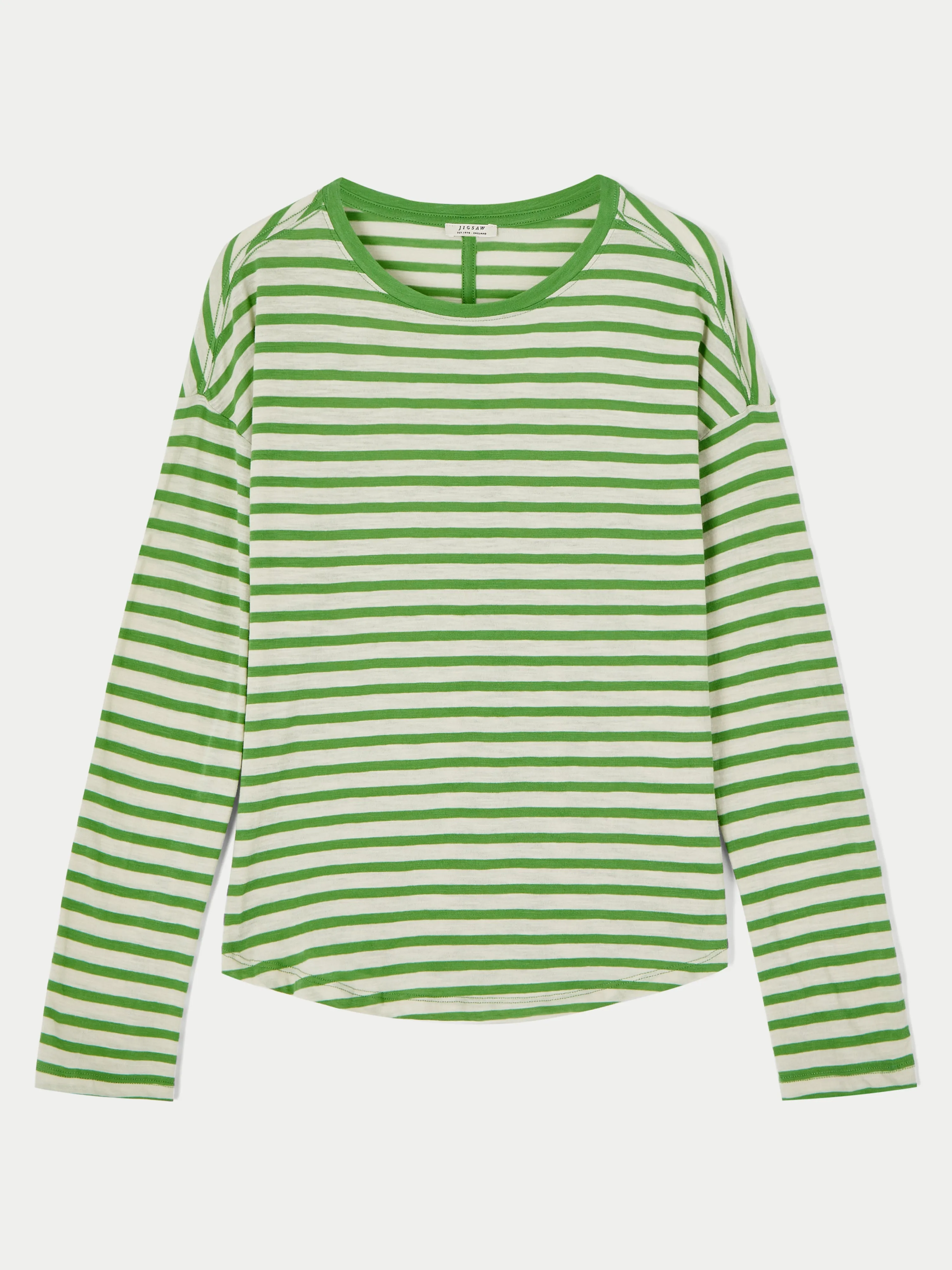 Cotton Slub Striped Long Sleeve Tee | Green