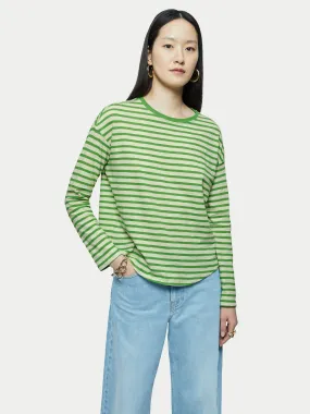 Cotton Slub Striped Long Sleeve Tee | Green