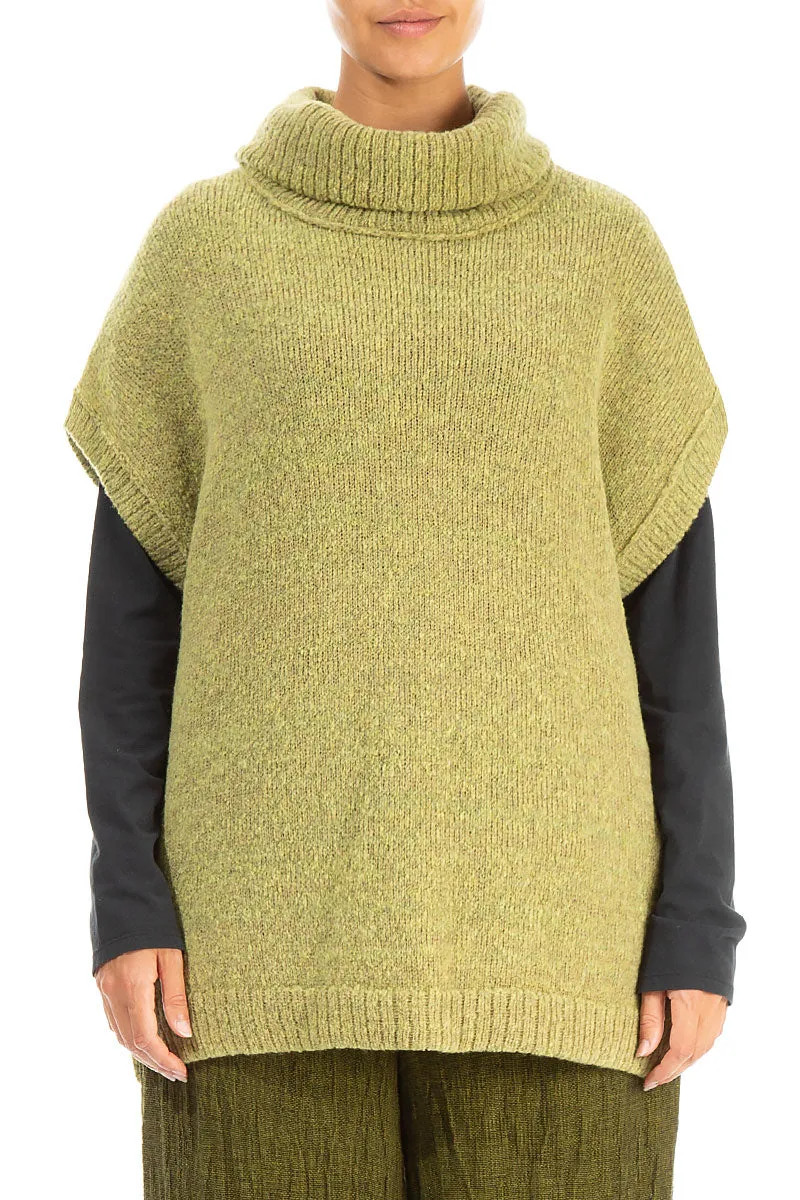 Cowl Neck Golden Lime Wool Vest