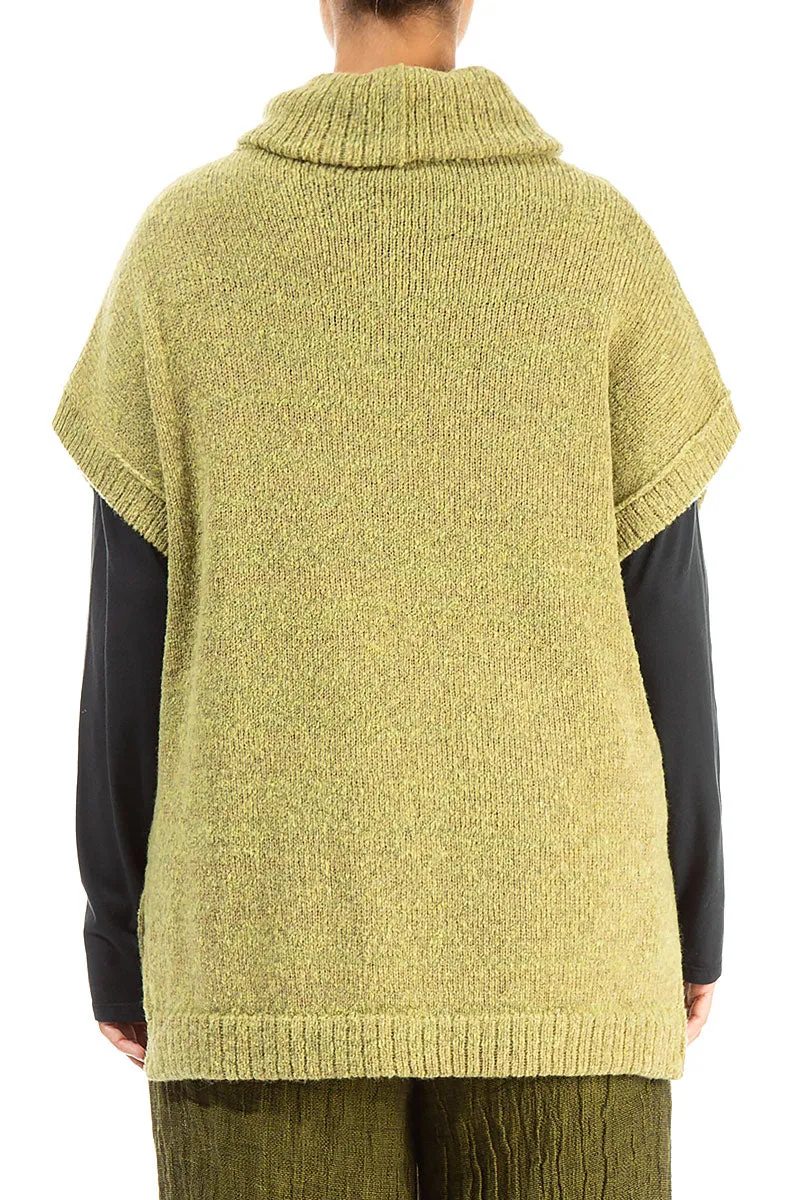 Cowl Neck Golden Lime Wool Vest