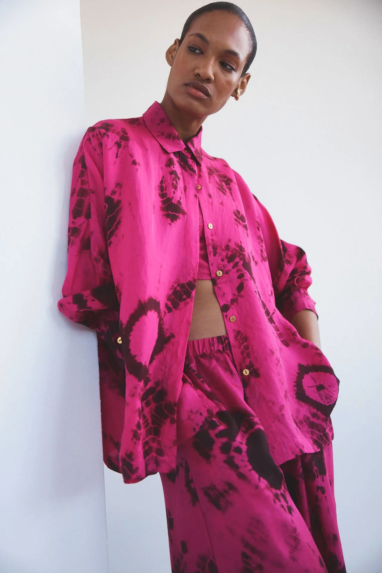 Cronos Hand Dyed Oversized Silk Shirt