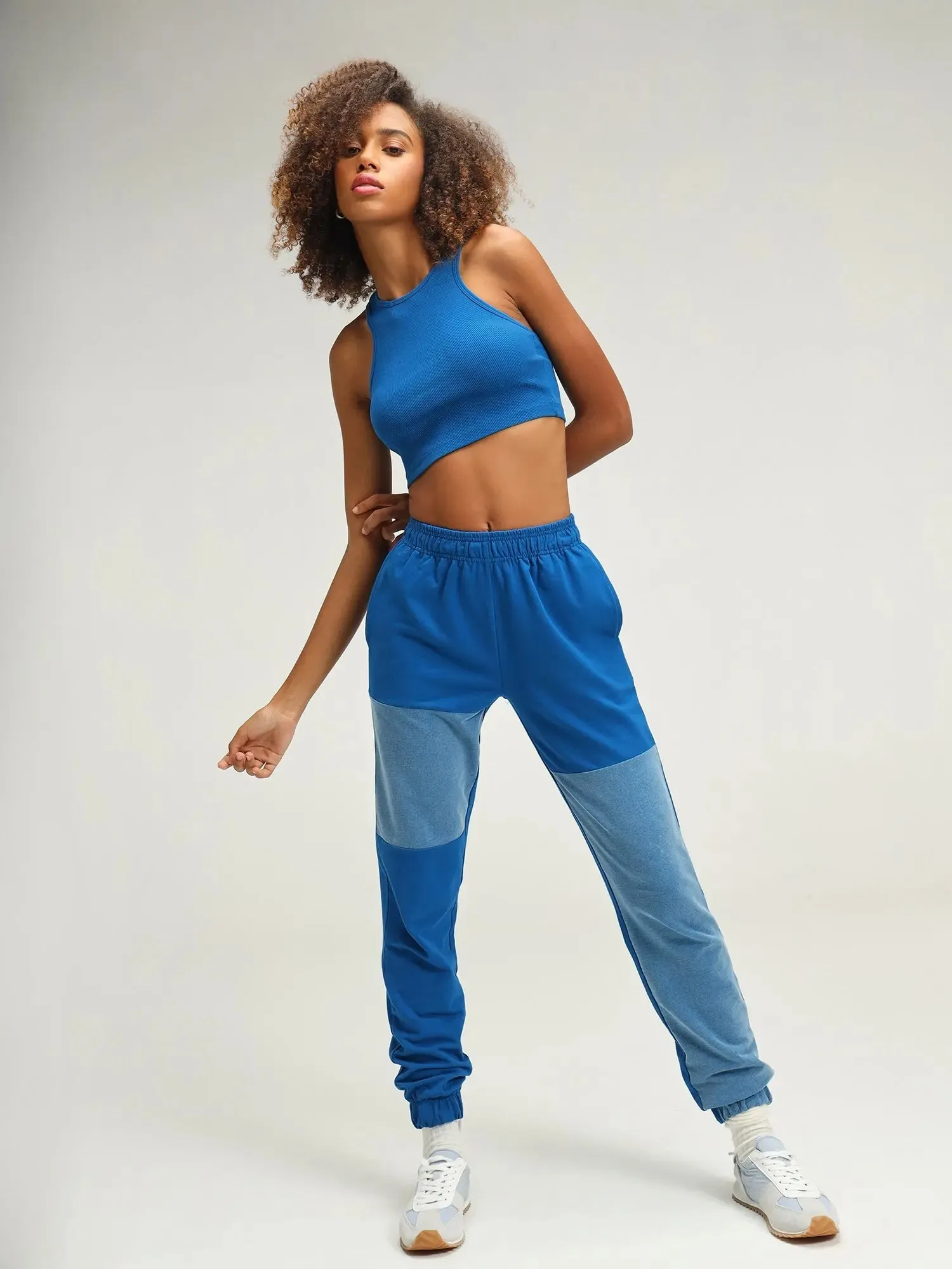 Dallas Blue Ribbed Crop Top