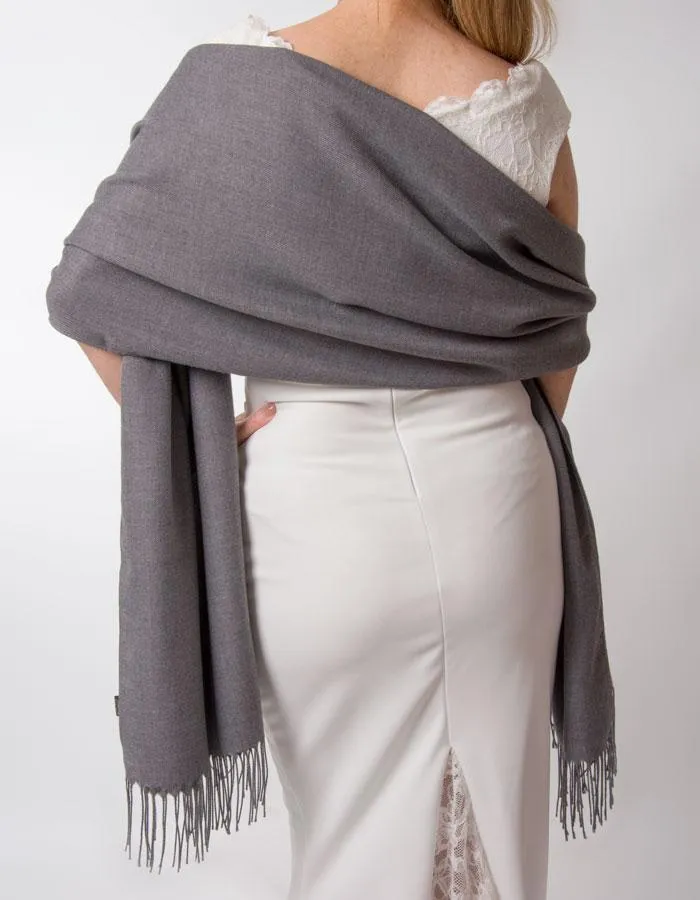 Dark Grey Wedding Pashmina