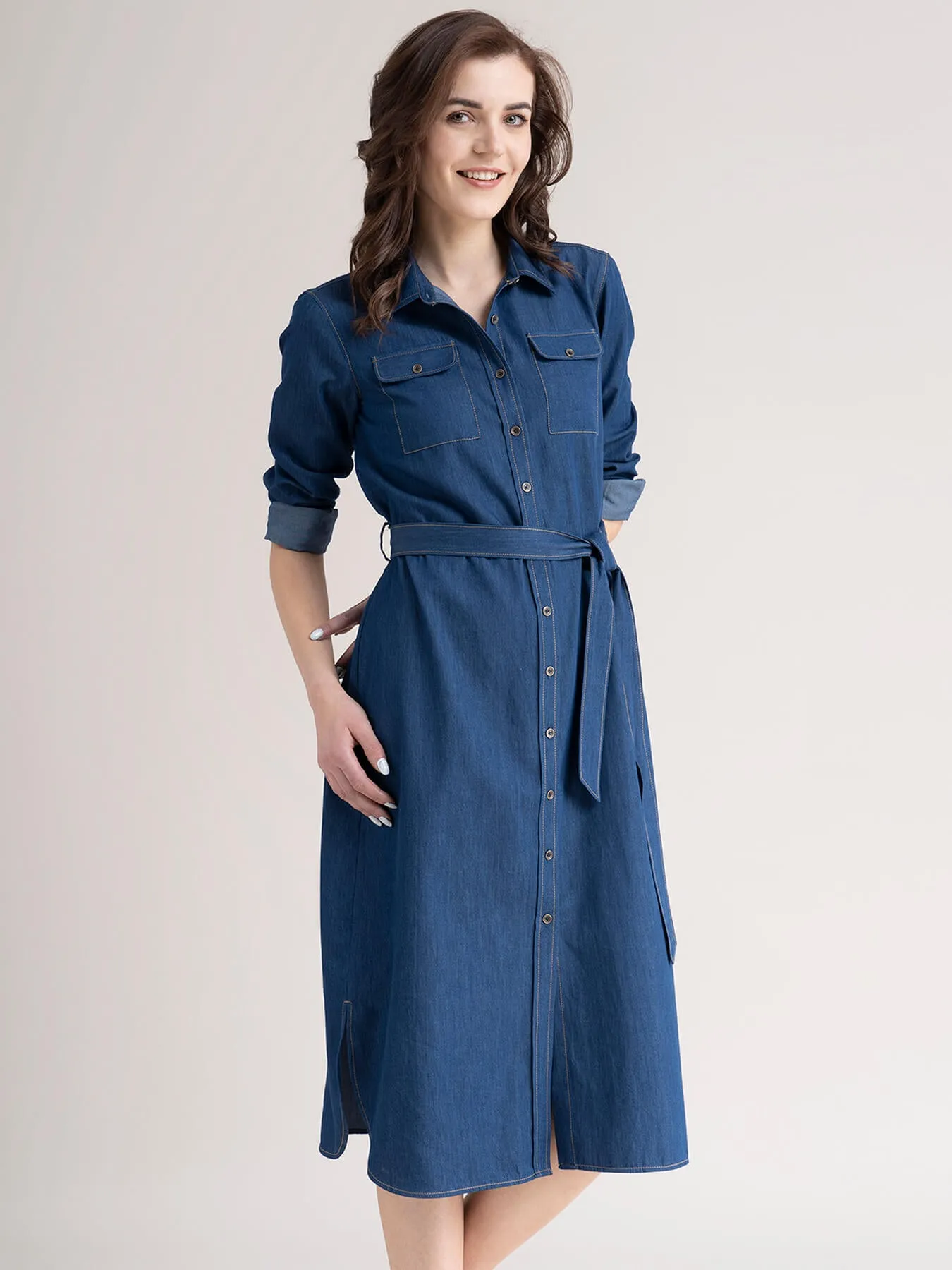 Denim Dress - Navy Blue