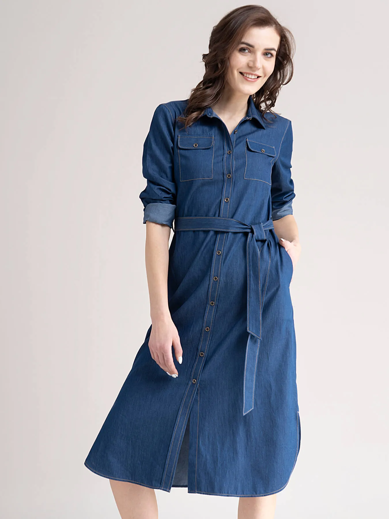 Denim Dress - Navy Blue