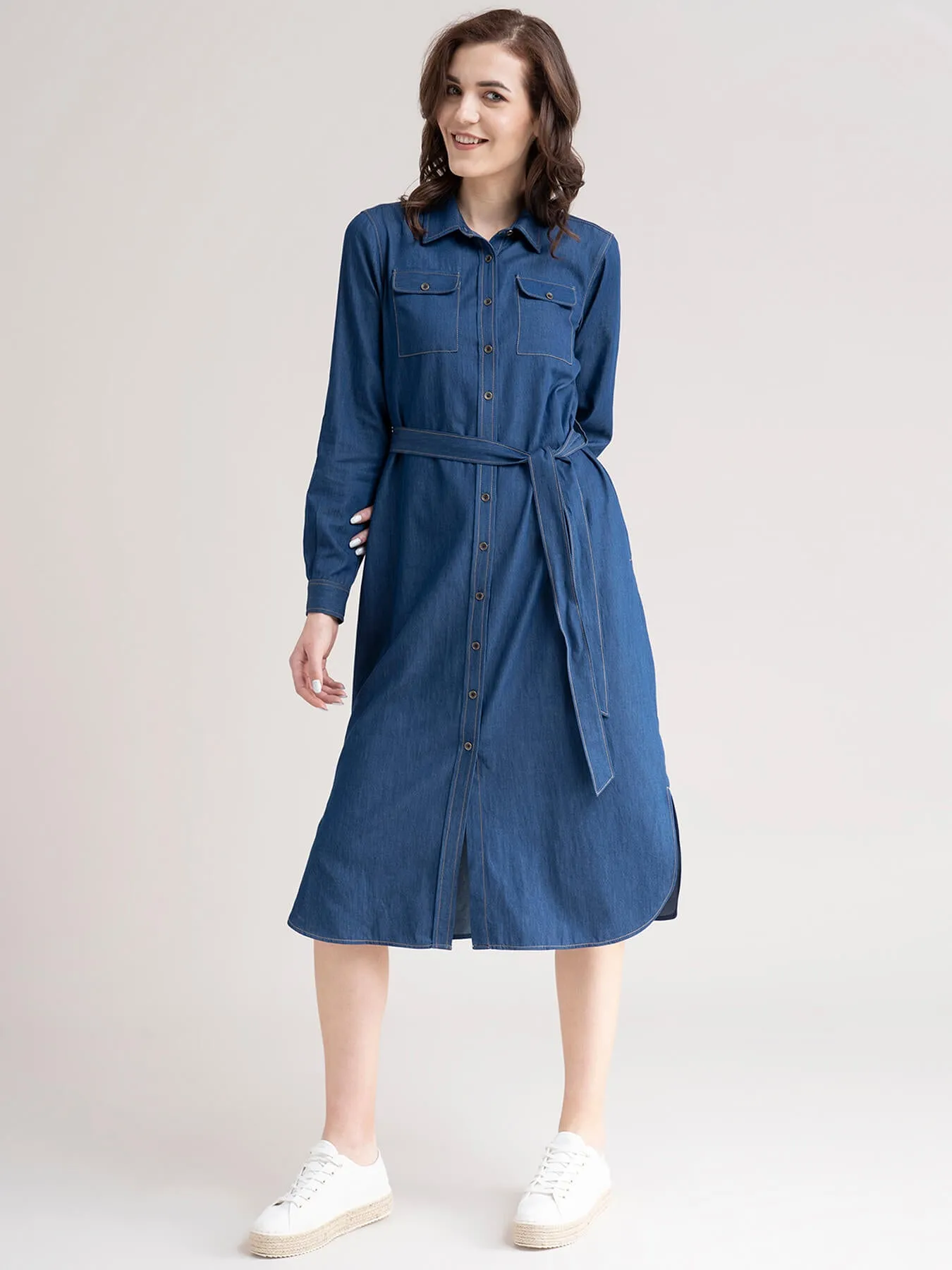 Denim Dress - Navy Blue