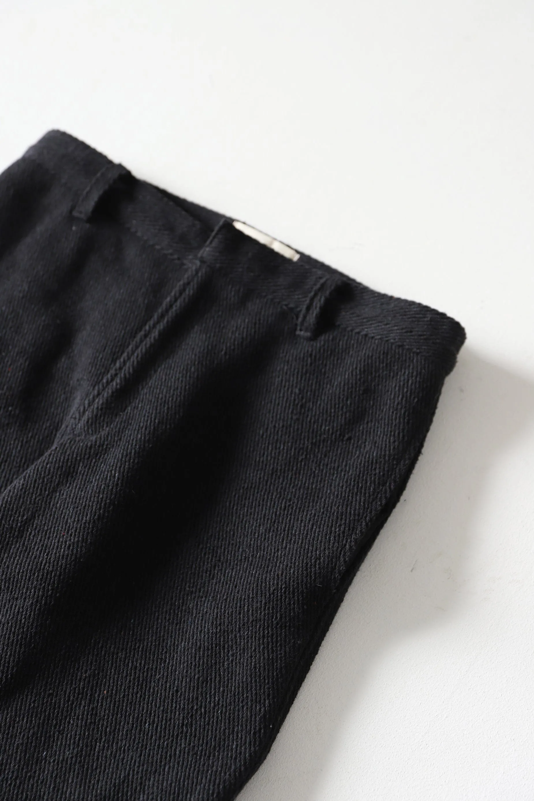 DENIM HANDWOVEN STRAP PANTS