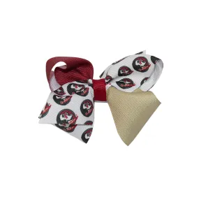 Divine Creations Mini Seminole Logo Print/Colorblock Bow - Garnet/Gold/White