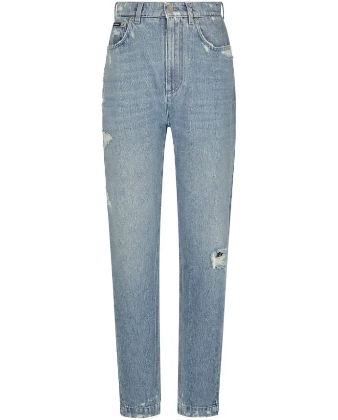 Dolce & Gabbana distressed straight-leg trousers