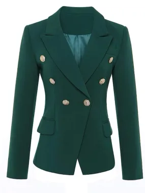 Double-Breasted Crêpe Blazer in Green