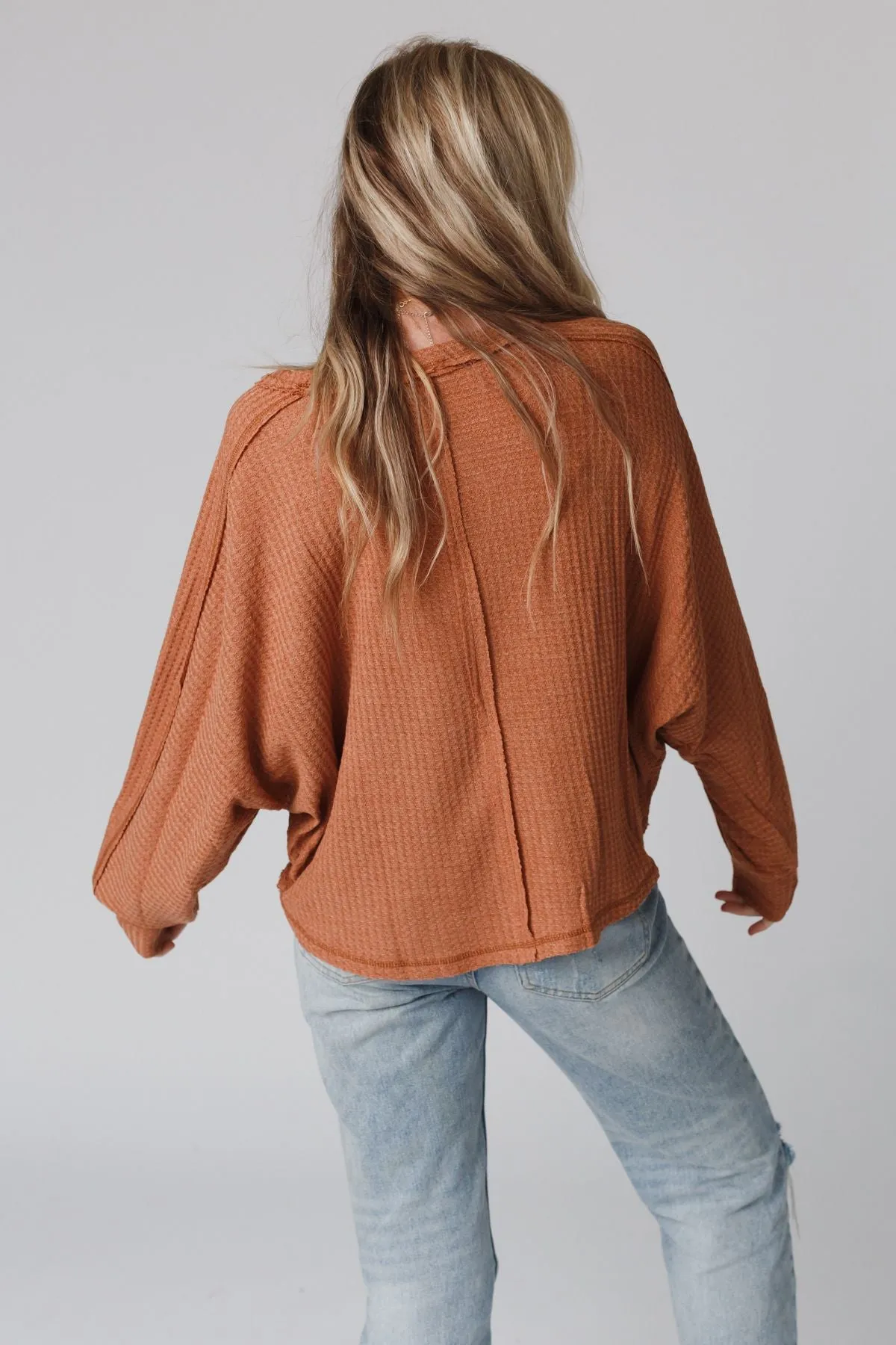 Drifter Waffle Knit Top - Ginger