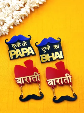 Dulhe ke Papa Dulhe ka Bhai Barati Brooch Set of 4