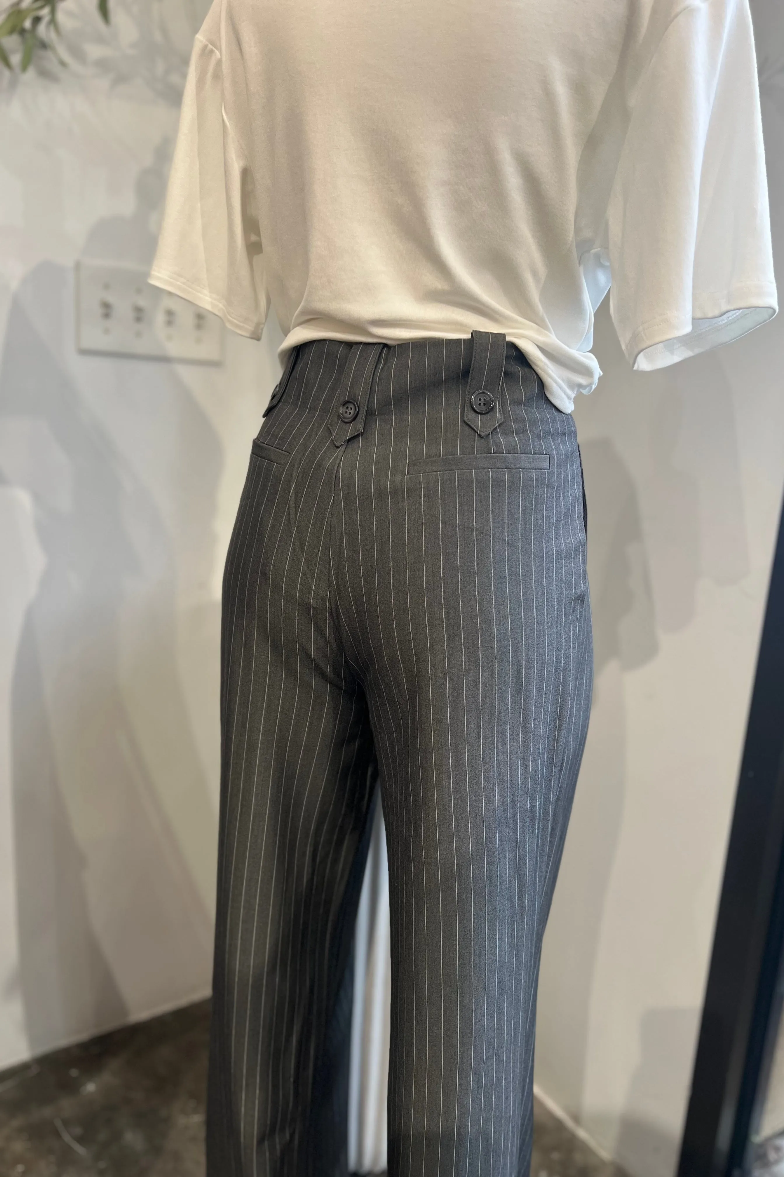 DYLAN PINSTRIPE PLEATED PANTS