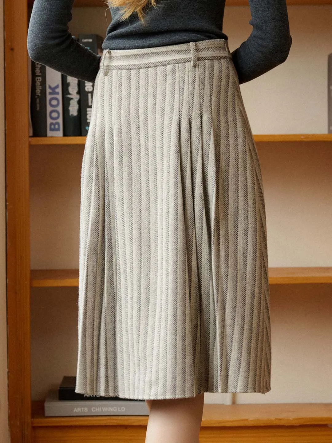 Eleanor Wool-Blend Vintage Pleated Skirt