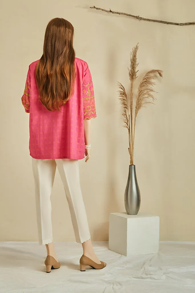 Embroidered Jacquard Cotton Stitched Shirt