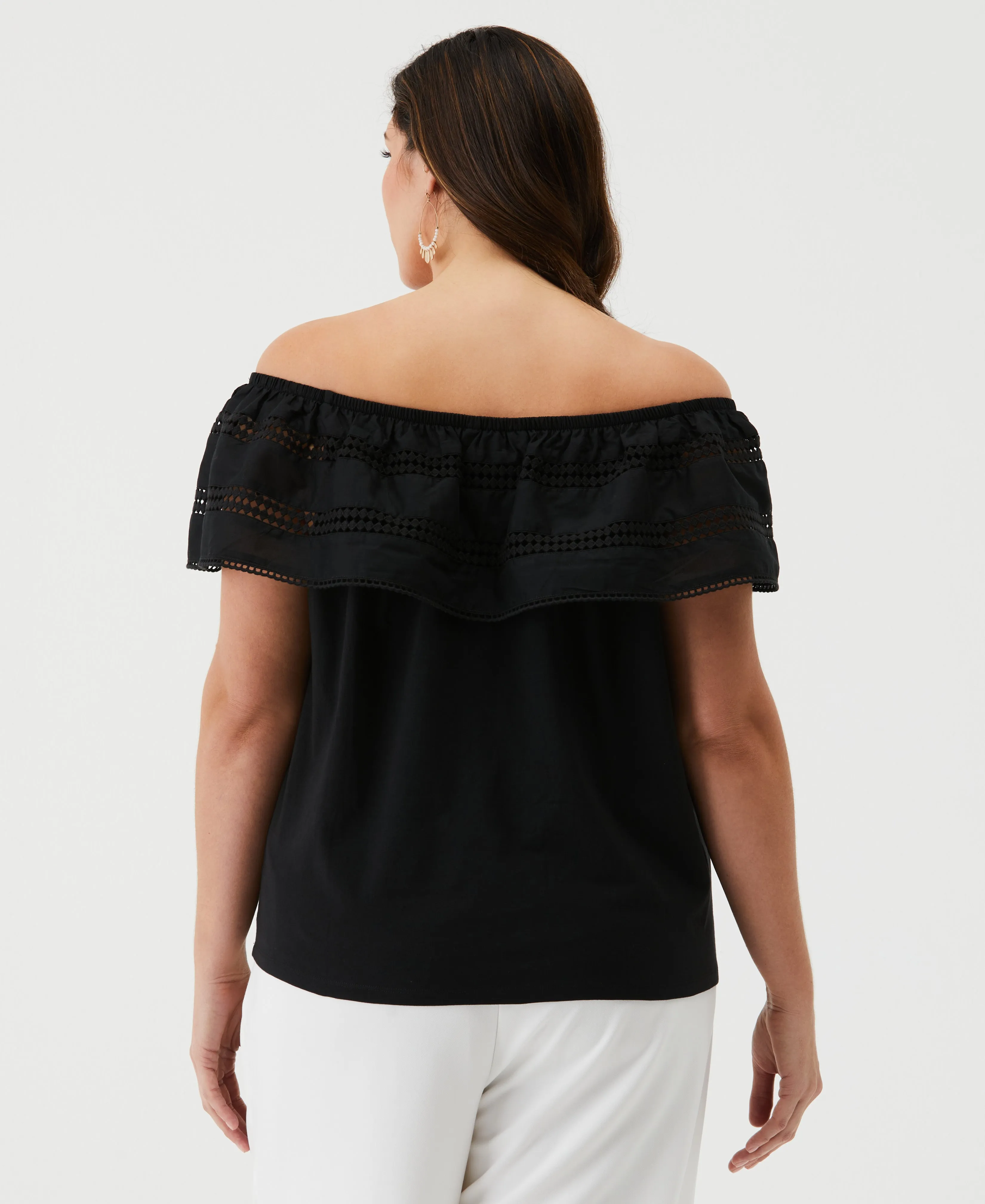 Embroidered Off The Shoulder Top