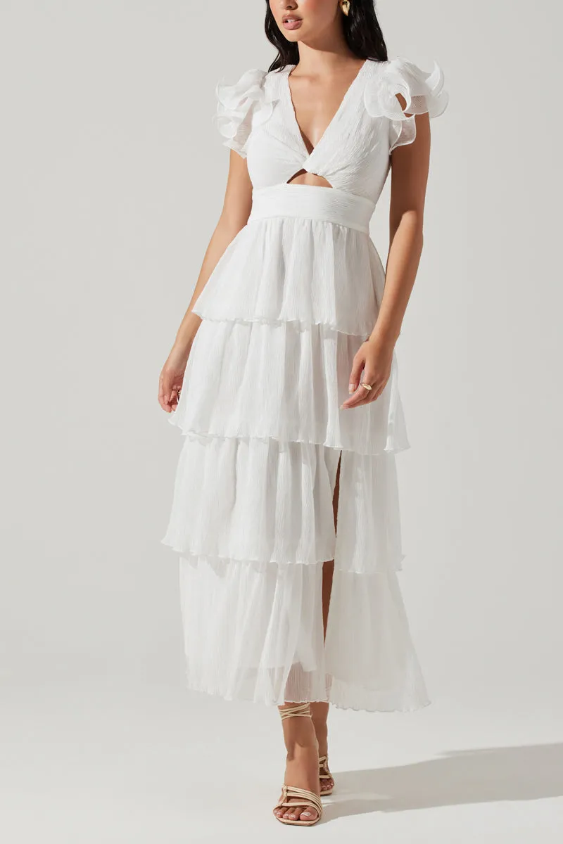 Emporia Pleated Tiered Midi Dress