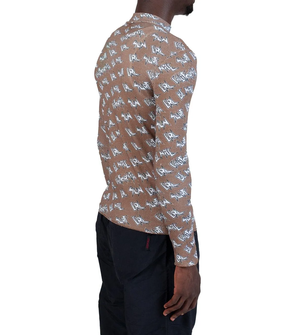 ERL Printed Waffle Long Sleeve T-Shirt Brown