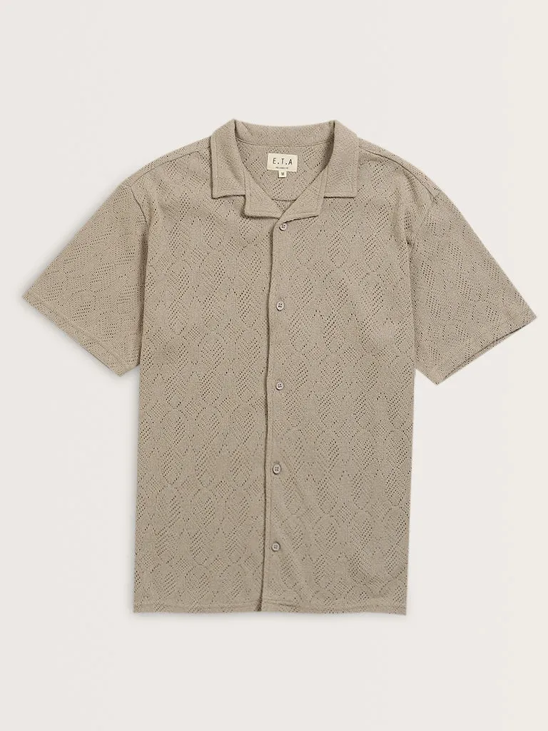 ETA Taupe Knit-Textured Relaxed-Fit Shirt