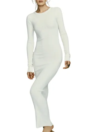 Eterne Long Sleeve Crewneck Maxi Dress