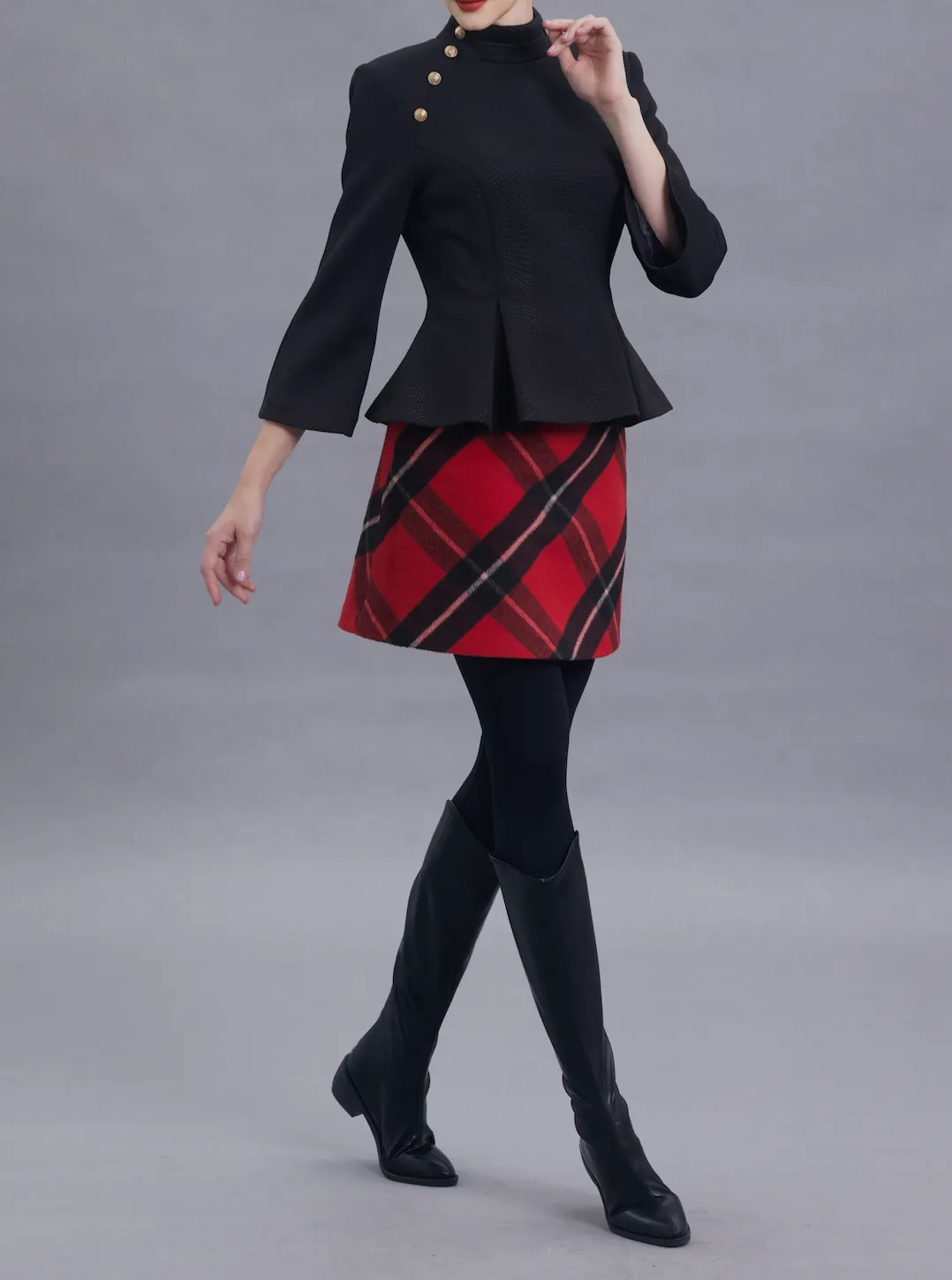 Fanny Red Plaid Wool Skirt