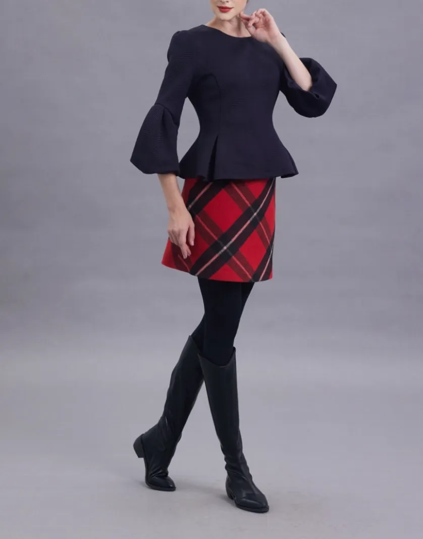 Fanny Red Plaid Wool Skirt