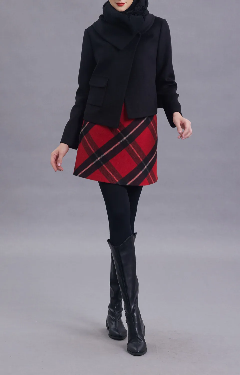 Fanny Red Plaid Wool Skirt