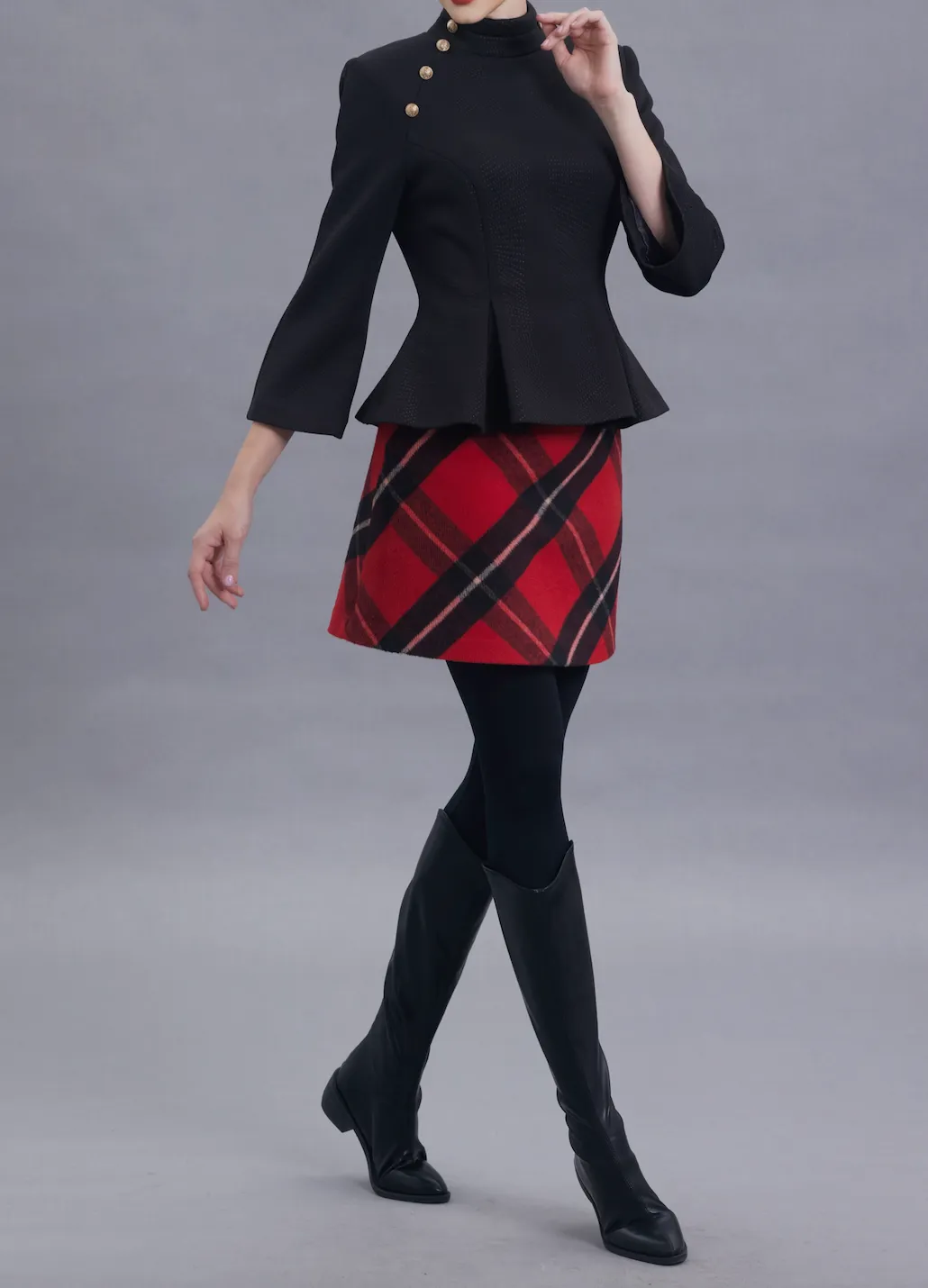 Fanny Red Plaid Wool Skirt