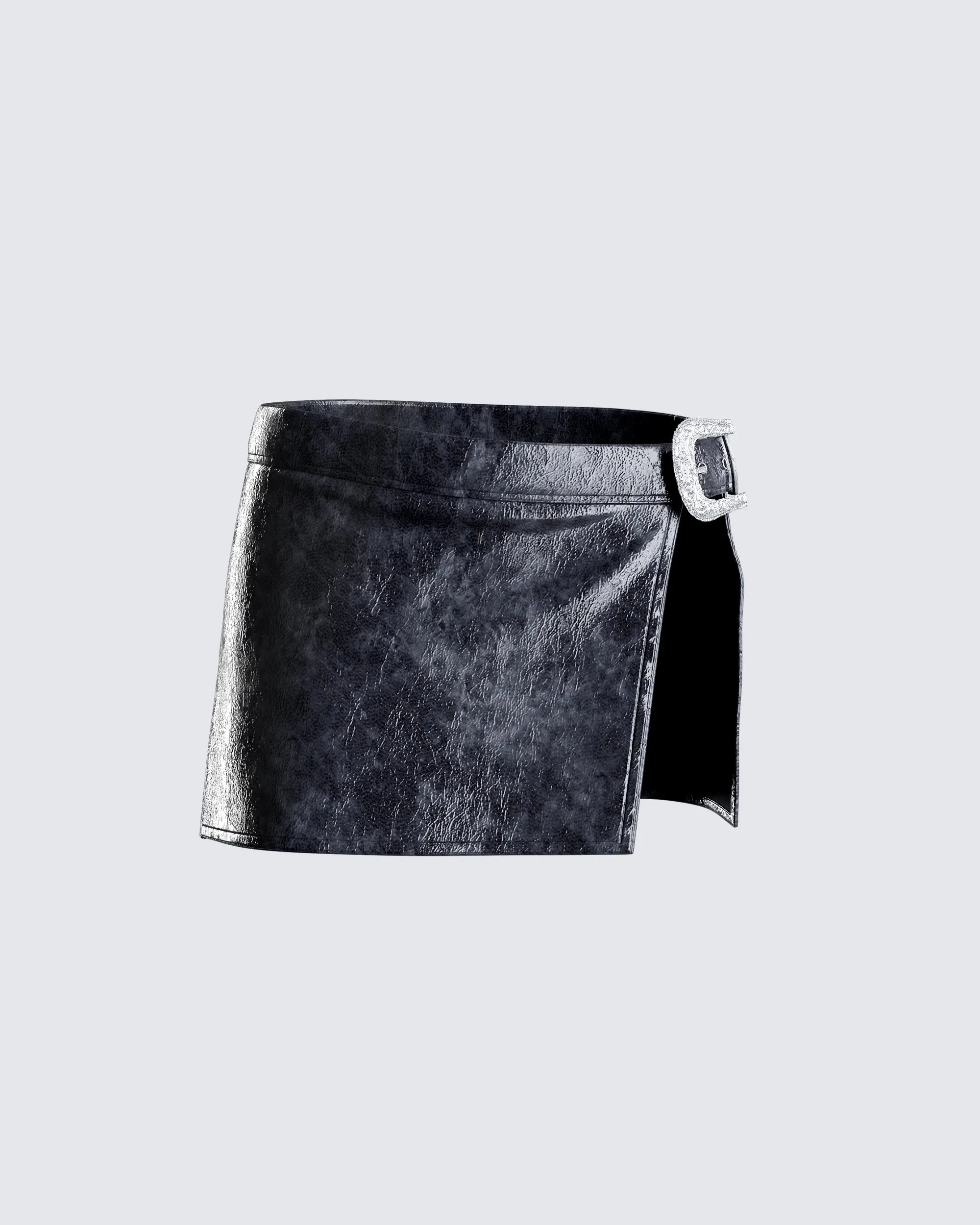 Fern Black Vegan Leather Mini Skirt