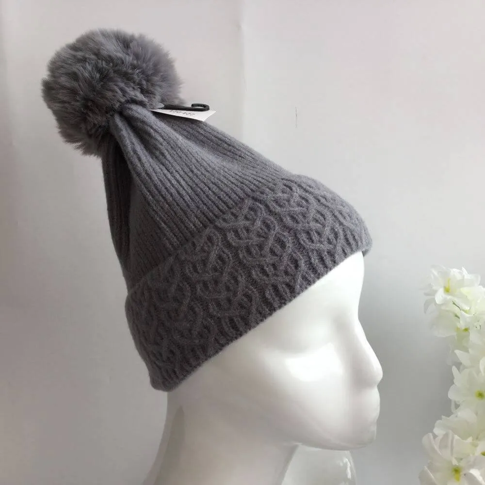 Fleece Lined Cable Bobble Hat