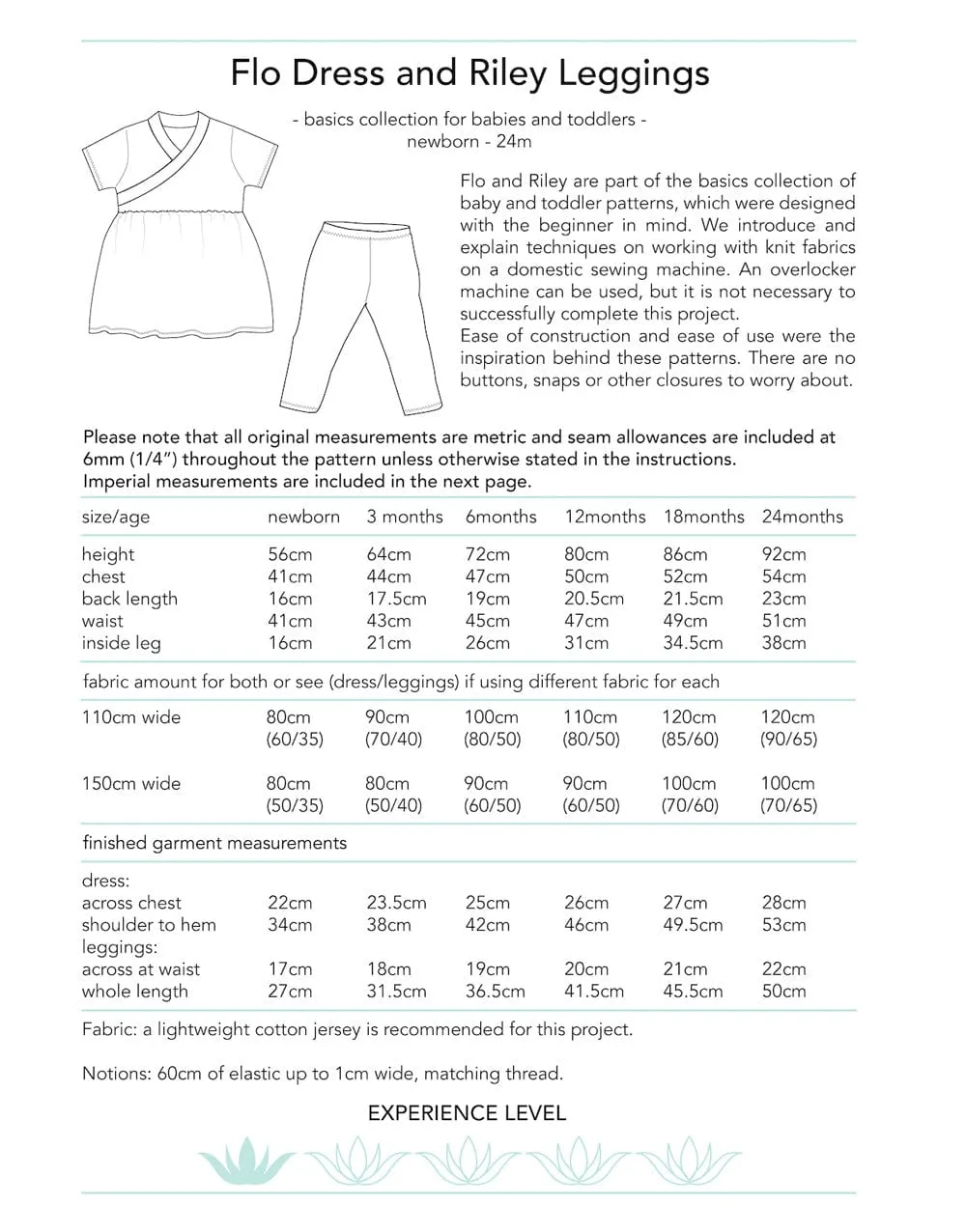 Flo Dress & Riley Leggings Sewing Pattern for Babies, Dhurata Davies