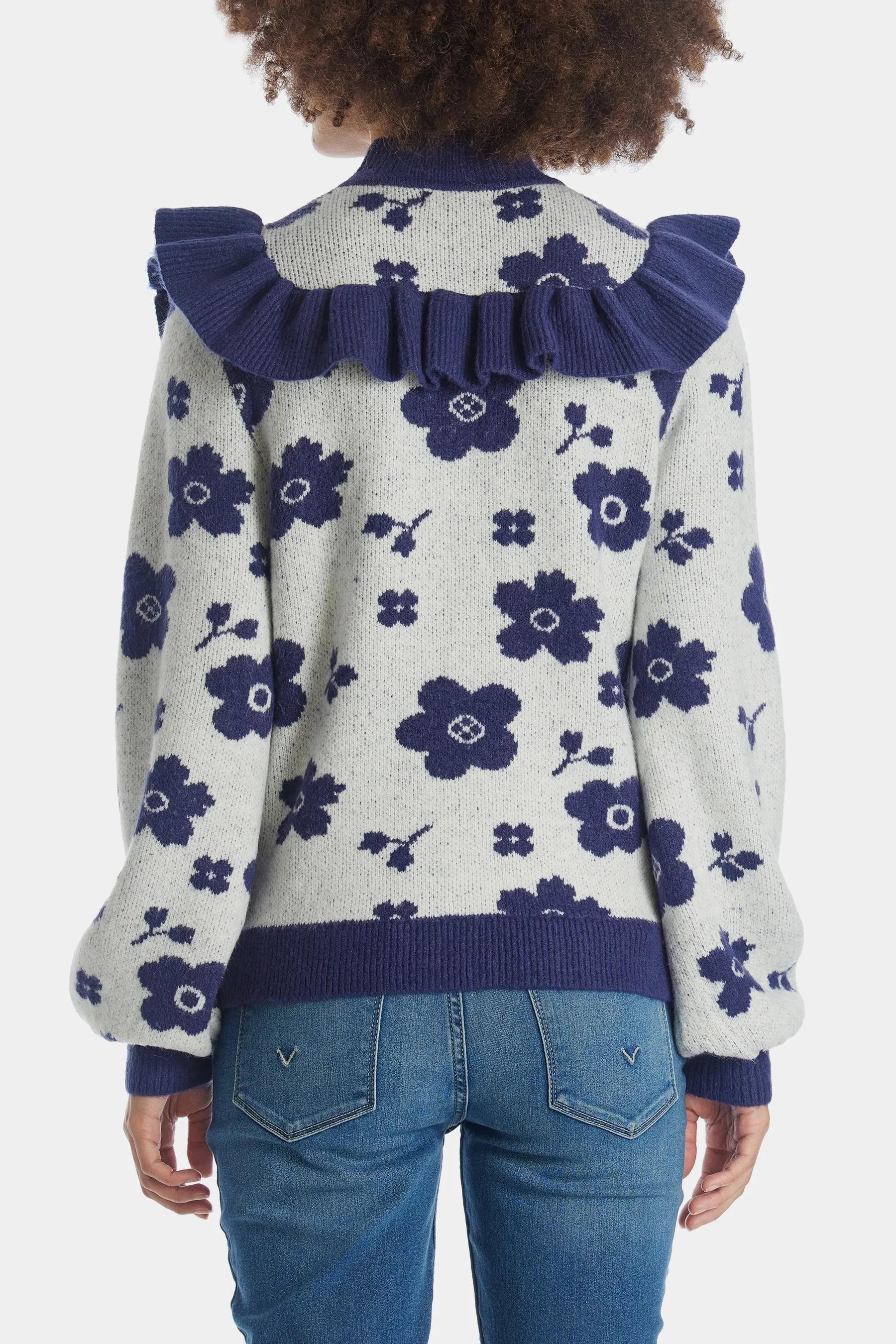 Flower School Ruffle Mock Neck Sweater