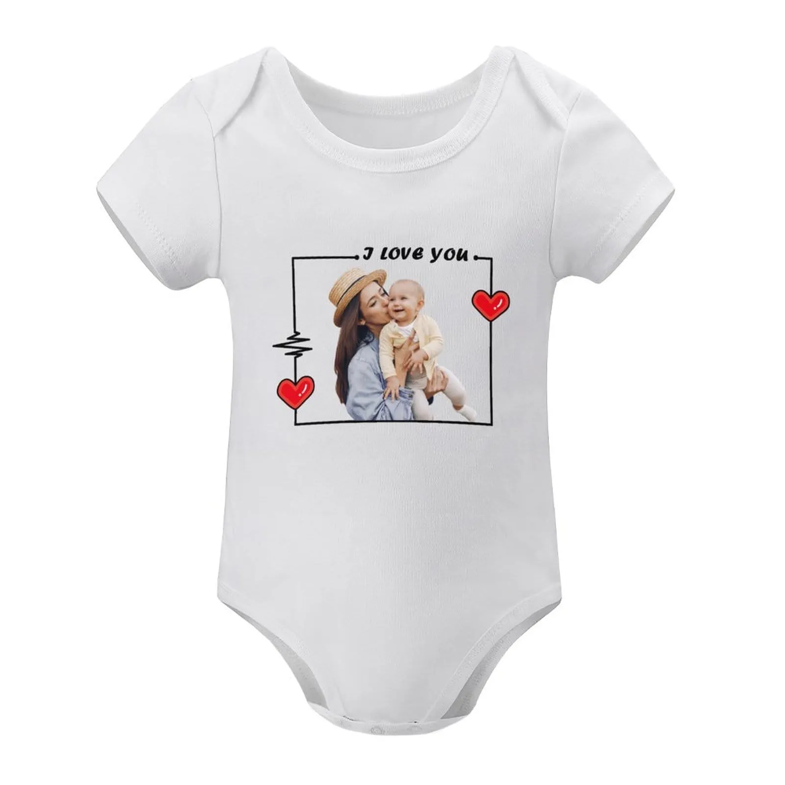 #For 3M-2T Custom Face Mom's Love Bubble Romper Newborn Baby Jumpsuit Personalized Baby Girls Boys Bodysuit