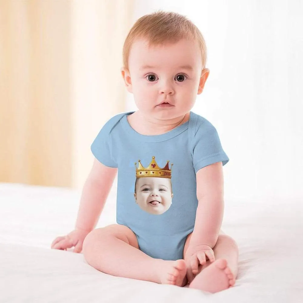 #For 3M-2T Custom Face My King Bubble Romper Newborn Baby Jumpsuit Personalized Girls Boys Baby Bodysuit