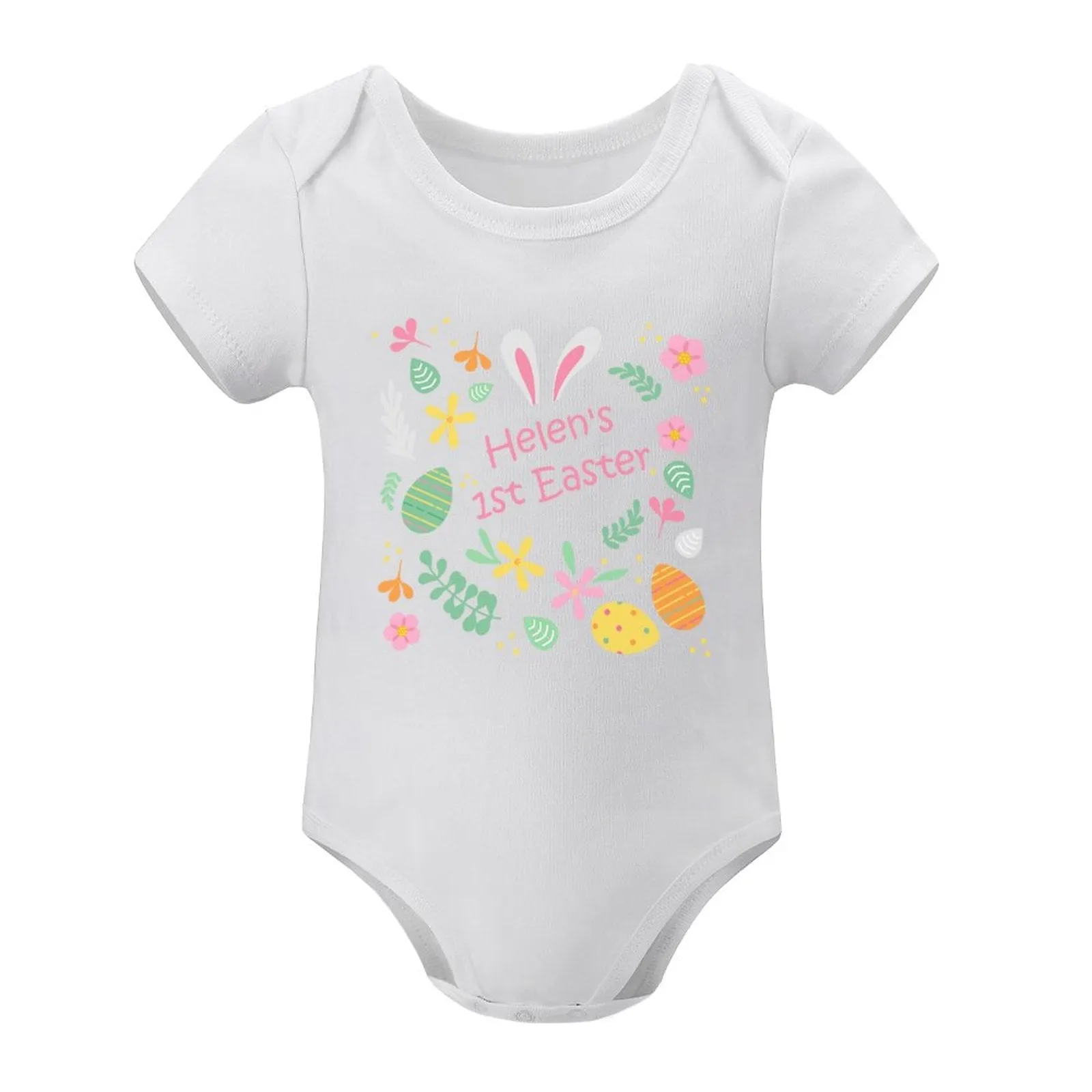 #For 3M-2T Custom Name Happy Flowers Newborn Baby Bodysuit Girls Boys Baby Jumpsuit Personalized Summer Bubble Romper